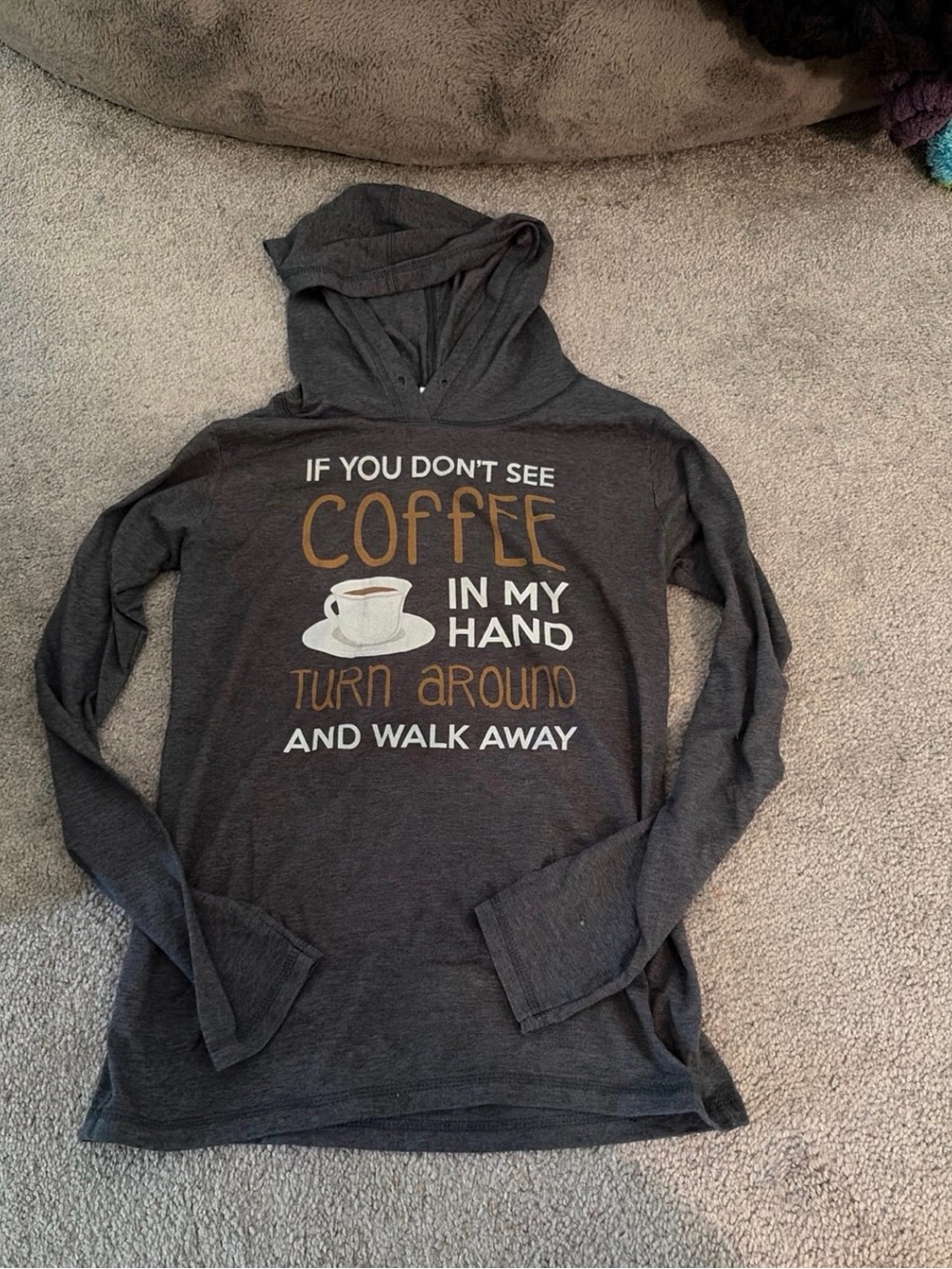 Anvil Dark Gray Hoodie with Coffee Graphic